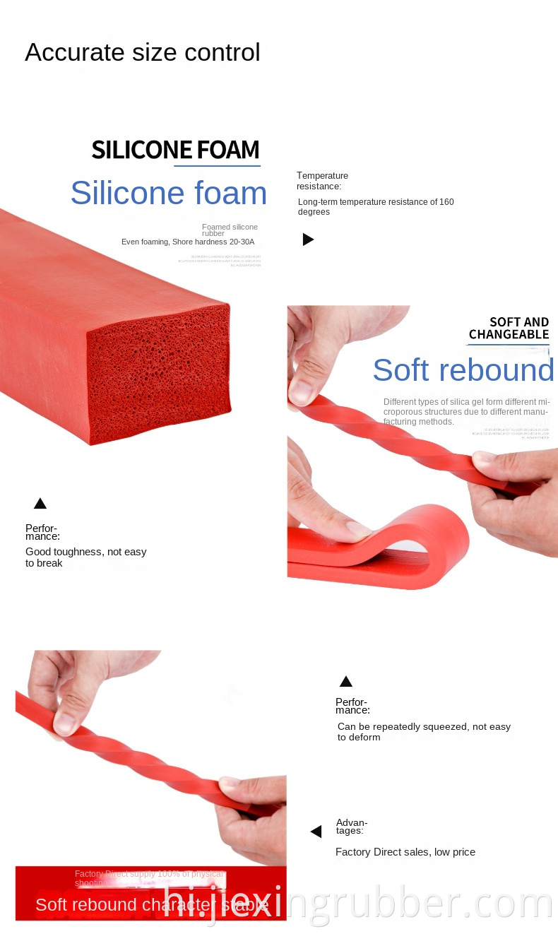 Shock absorption, collision resistance, high temperature resistance, silicone sponge square strip, wear-resistant rubber sealing_9